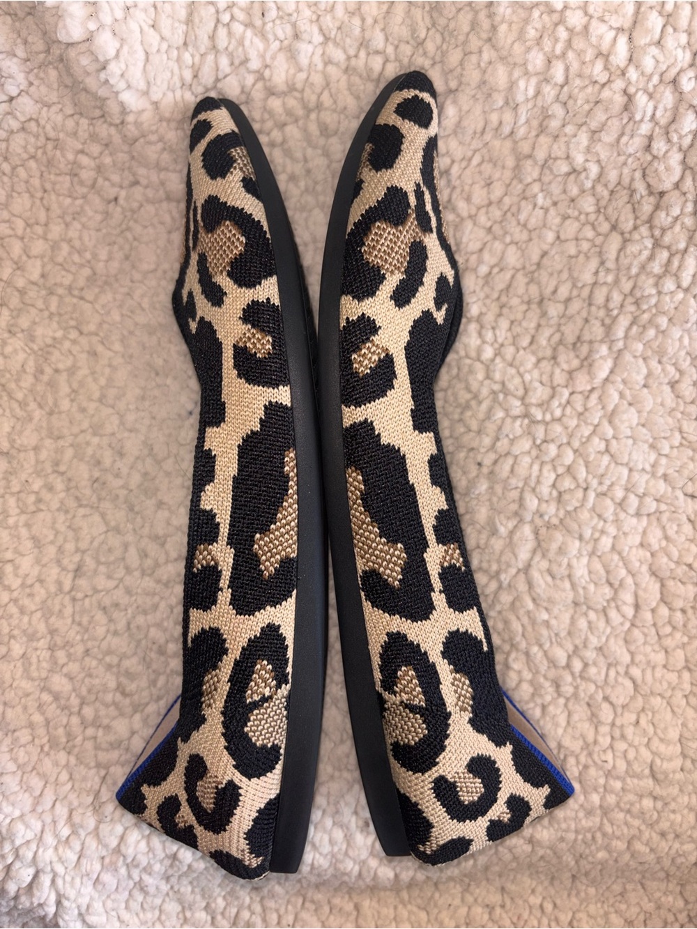 Rothy’s The Point Big Cat Leopard Print Knit Flats Women’s Size 9 US - Picture 5 of 8